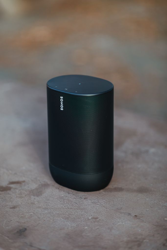 In this picture the Sonos Move is shown, which happens to be one of the best outdoor bluetooth speakers for 2020-2021.