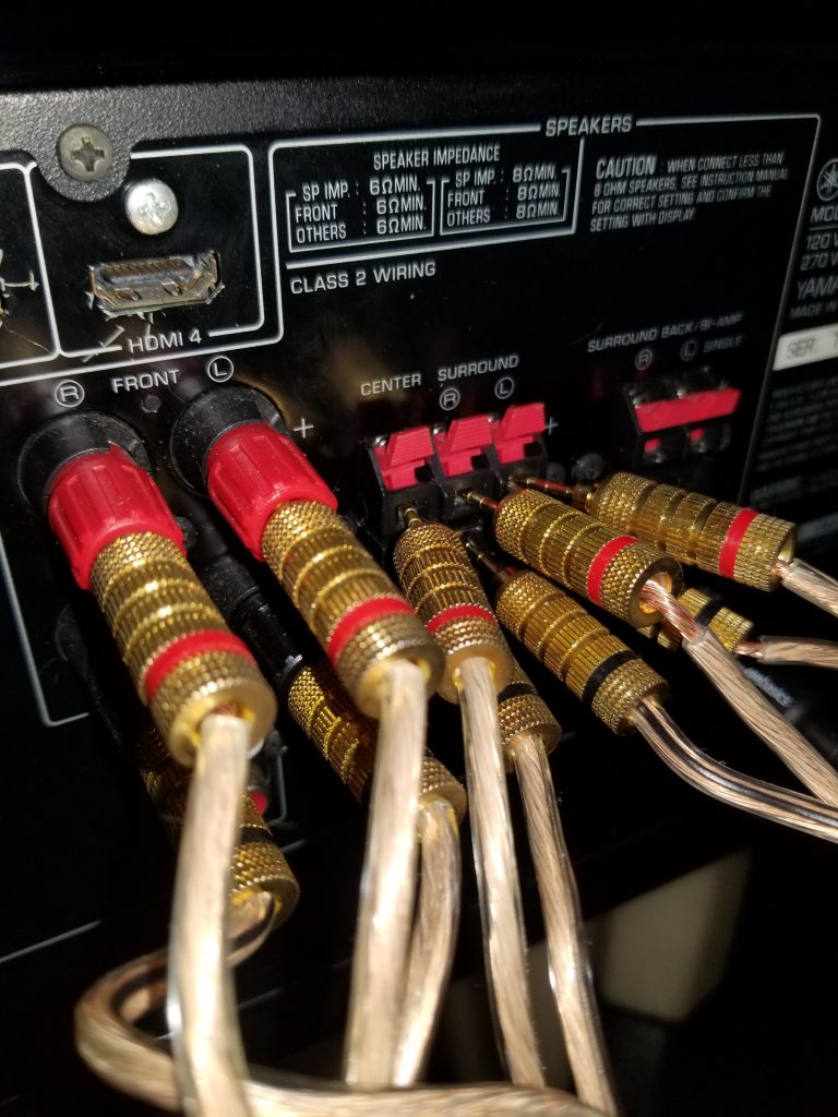 a picture of various wire connections on the back of a receiver