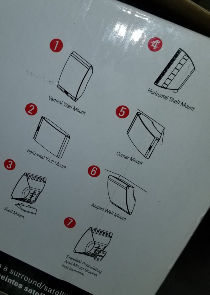 A picture of the side of the polk owm 3 box detailing all the different ways it can be oriented