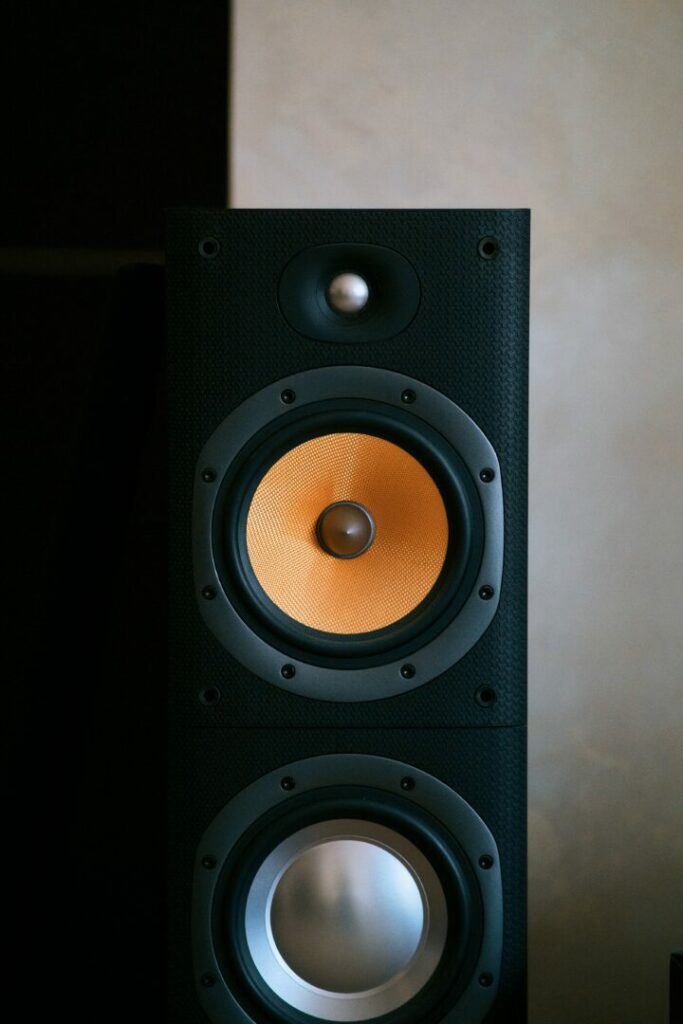 A picture of home theater speakers