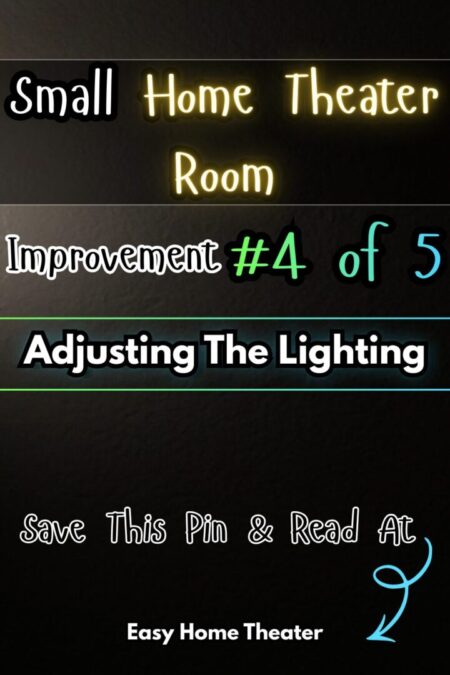 A picture of a dark wall with ambient lighting and the words adjust the lighting in the middle