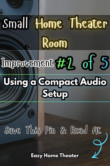 A picture of a brown speaker with the words using a compact audio setup in the middle