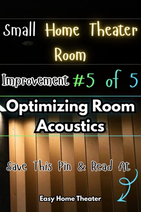 A picture of a room with acoustic paneling and the words optimizing room acoustics in the middle